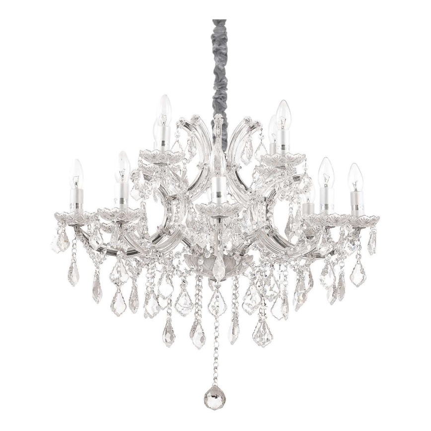 Ideal Lux - Ljuskrona i kristal med kedja NAPOLEON 12xE14/40W/230V diameter 74 cm skinande krom