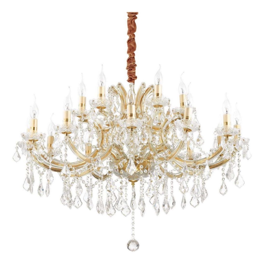 Ideal Lux - Ljuskrona i kristal med kedja NAPOLEON 18xE14/40W/230V diameter 96 cm guld