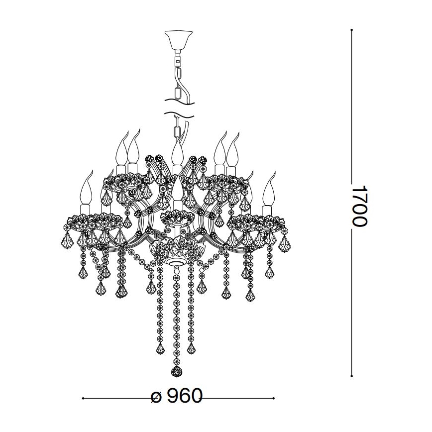 Ideal Lux - Ljuskrona i kristal med kedja NAPOLEON 18xE14/40W/230V diameter 96 cm guld
