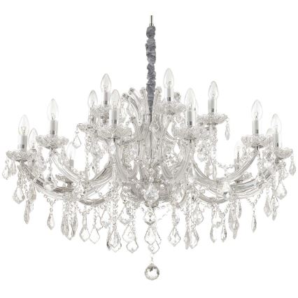 Ideal Lux - Ljuskrona i kristal med kedja NAPOLEON 18xE14/40W/230V diameter 96 cm skinande krom