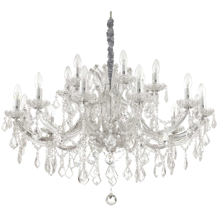 Ideal Lux - Ljuskrona i kristal med kedja NAPOLEON 18xE14/40W/230V diameter 96 cm skinande krom