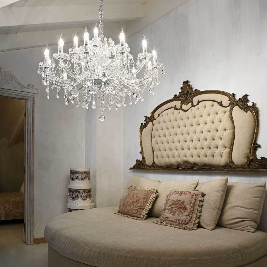 Ideal Lux - Ljuskrona i kristal med kedja NAPOLEON 18xE14/40W/230V diameter 96 cm skinande krom