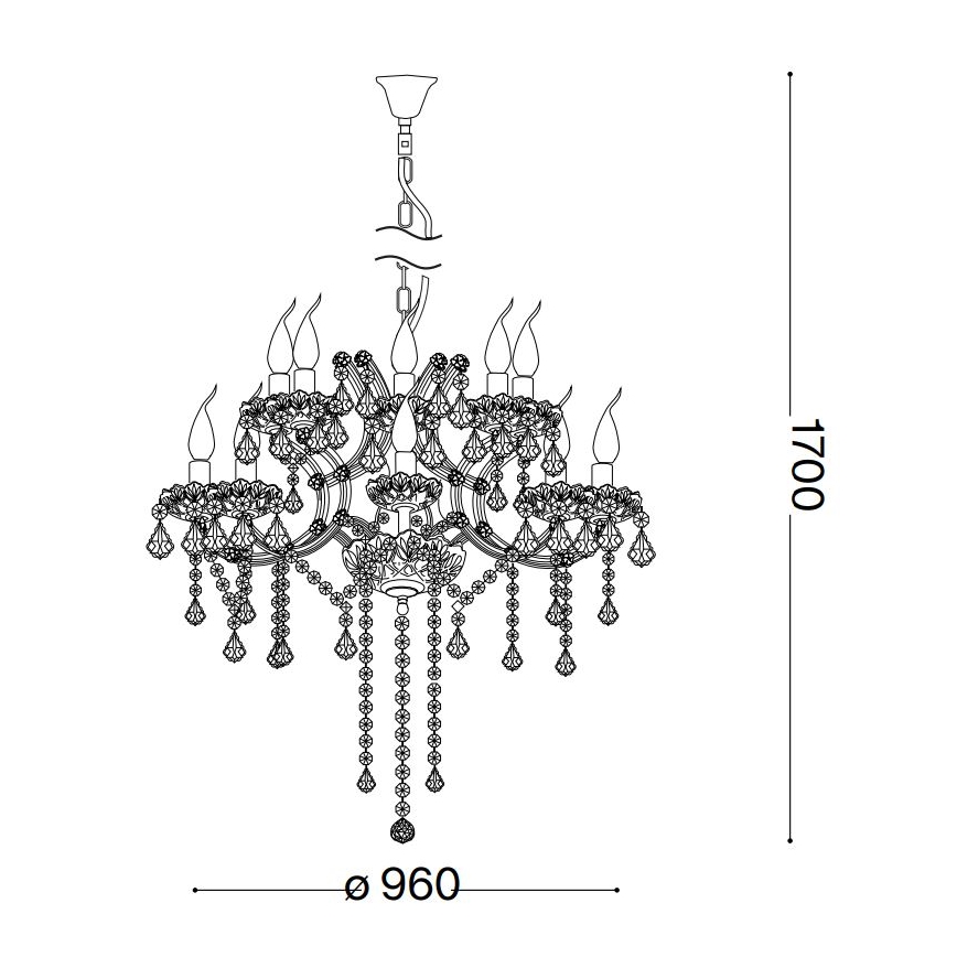 Ideal Lux - Ljuskrona i kristal med kedja NAPOLEON 18xE14/40W/230V diameter 96 cm skinande krom