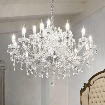 Ideal Lux - Ljuskrona i kristal med kedja NAPOLEON 18xE14/40W/230V diameter 96 cm skinande krom