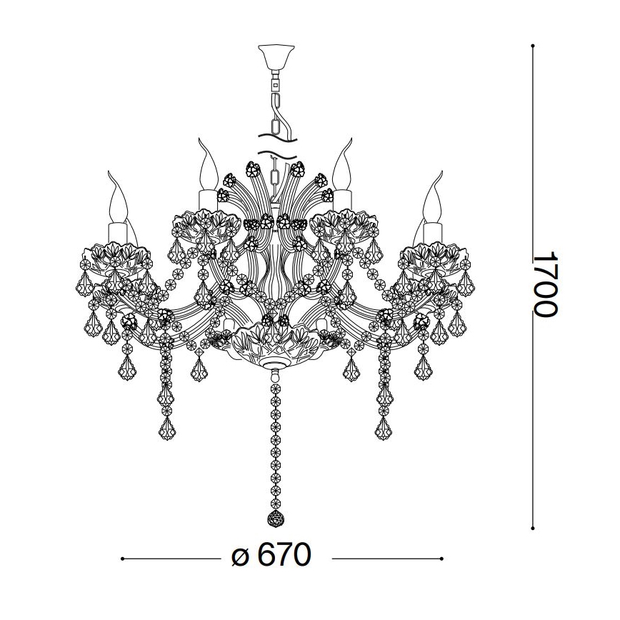 Ideal Lux - Ljuskrona i kristal med kedja NAPOLEON 8xE14/40W/230V diameter 67 cm guld