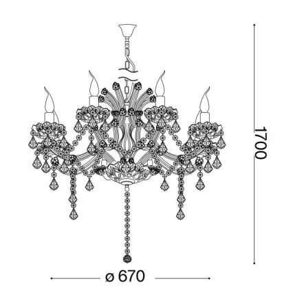 Ideal Lux - Ljuskrona i kristal med kedja NAPOLEON 8xE14/40W/230V diameter 67 cm krom