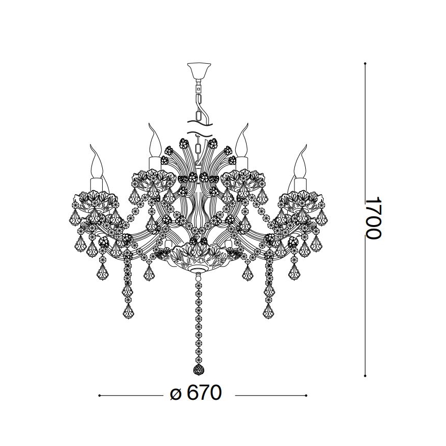 Ideal Lux - Ljuskrona i kristal med kedja NAPOLEON 8xE14/40W/230V diameter 67 cm krom