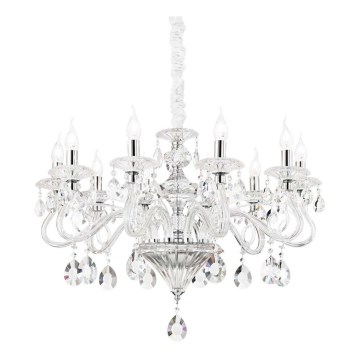 Ideal Lux - Ljuskrona i kristal med kedja NEGRESCO 10xE14/28W/230V diameter 85 cm genomskinlig