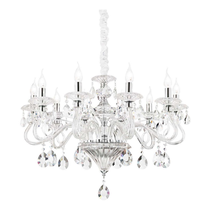 Ideal Lux - Ljuskrona i kristal med kedja NEGRESCO 10xE14/28W/230V diameter 85 cm genomskinlig