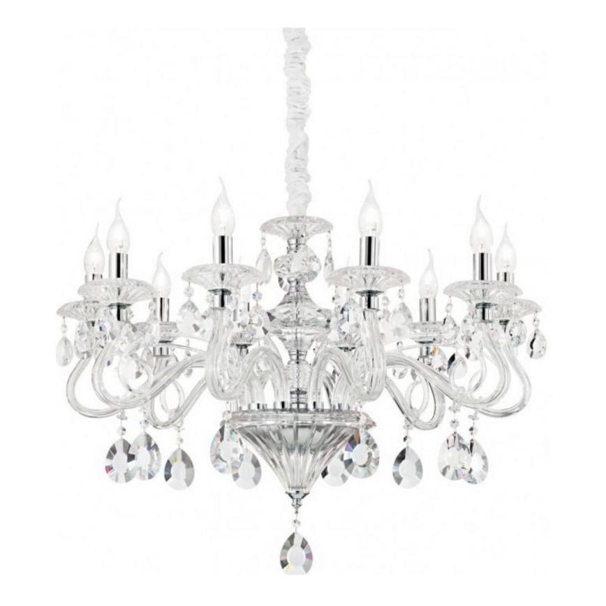 Ideal Lux - Ljuskrona i kristal med kedja NEGRESCO 8xE14/28W/230V diameter 73,5 cm genomskinlig