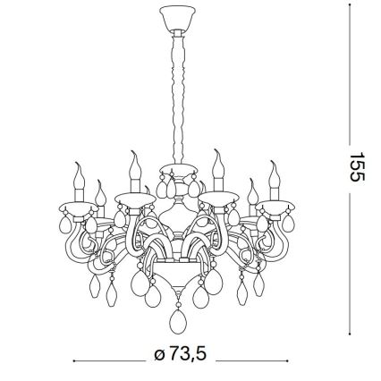 Ideal Lux - Ljuskrona i kristal med kedja NEGRESCO 8xE14/28W/230V diameter 73,5 cm genomskinlig