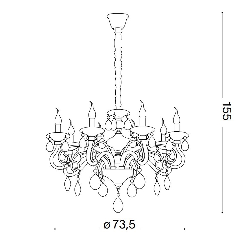 Ideal Lux - Ljuskrona i kristal med kedja NEGRESCO 8xE14/28W/230V diameter 73,5 cm genomskinlig