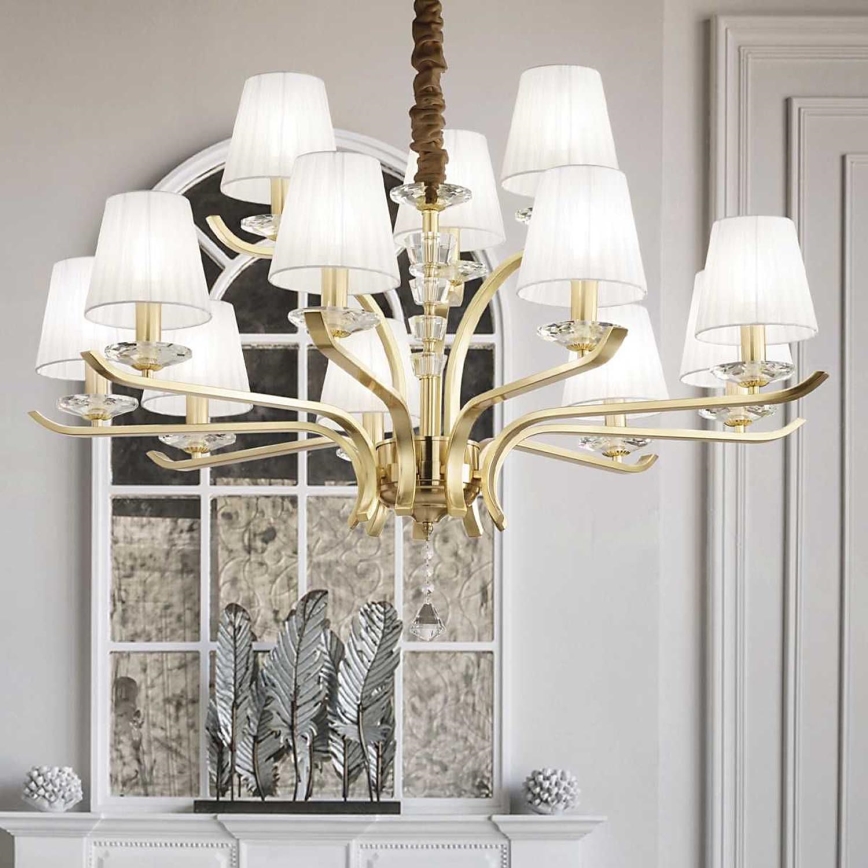 Ideal Lux - Ljuskrona i kristal med kedja PEGASO 12xE14/28W/230V diameter 102 cm guld