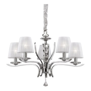 Ideal Lux - Ljuskrona i kristal med kedja PEGASO 5xE14/28W/230V diameter 72 cm skinande krom