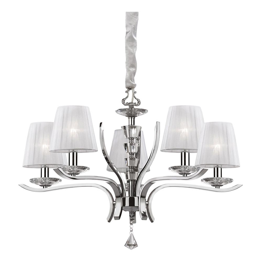 Ideal Lux - Ljuskrona i kristal med kedja PEGASO 5xE14/28W/230V diameter 72 cm skinande krom