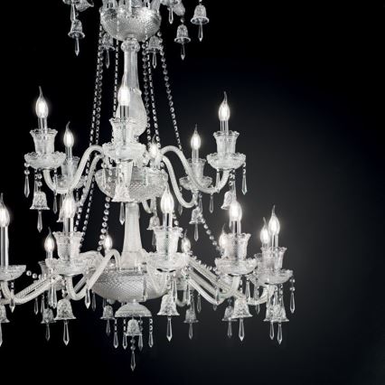 Ideal Lux - Ljuskrona i kristal med kedja REDENTORE 18xE14/40W/230V diameter 102 cm genomskinlig
