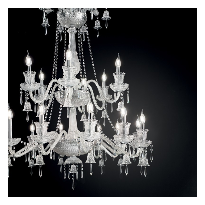 Ideal Lux - Ljuskrona i kristal med kedja REDENTORE 18xE14/40W/230V diameter 102 cm genomskinlig