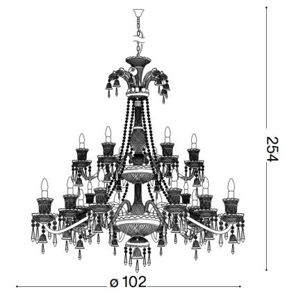 Ideal Lux - Ljuskrona i kristal med kedja REDENTORE 18xE14/40W/230V diameter 102 cm genomskinlig