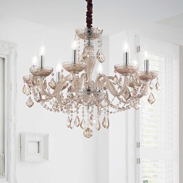 Ideal Lux - Ljuskrona i kristal med kedja ROSE 8xE14/40W/230V diameter 78 cm beige