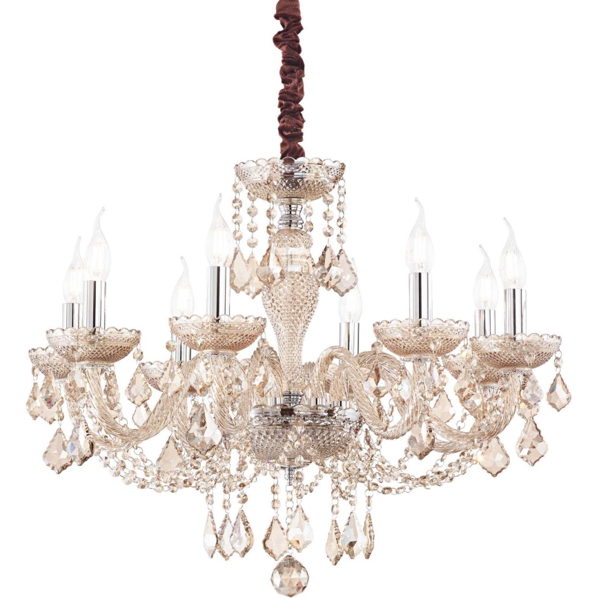 Ideal Lux - Ljuskrona i kristal med kedja ROSE 8xE14/40W/230V diameter 78 cm beige