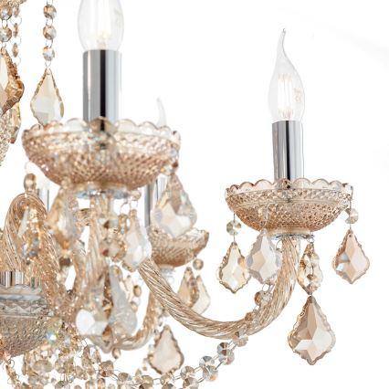 Ideal Lux - Ljuskrona i kristal med kedja ROSE 8xE14/40W/230V diameter 78 cm beige