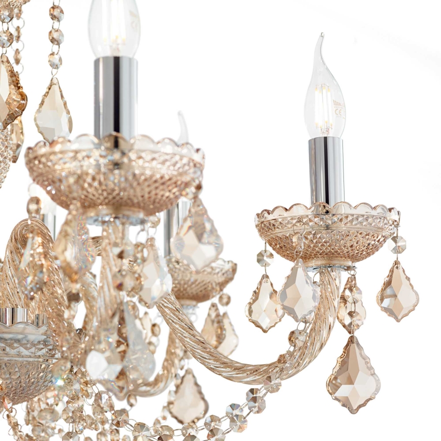 Ideal Lux - Ljuskrona i kristal med kedja ROSE 8xE14/40W/230V diameter 78 cm beige