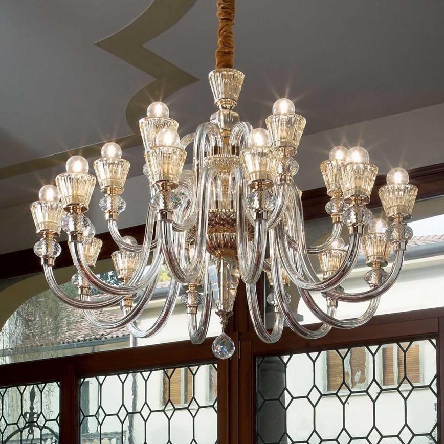 Ideal Lux - Ljuskrona i kristal med kedja STRAUSS 18xE14/40W/230V diameter 85 cm mässing