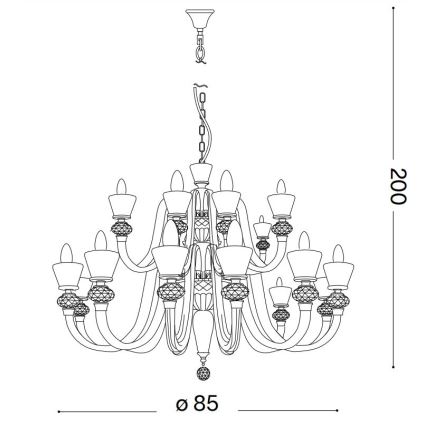 Ideal Lux - Ljuskrona i kristal med kedja STRAUSS 18xE14/40W/230V diameter 85 cm mässing