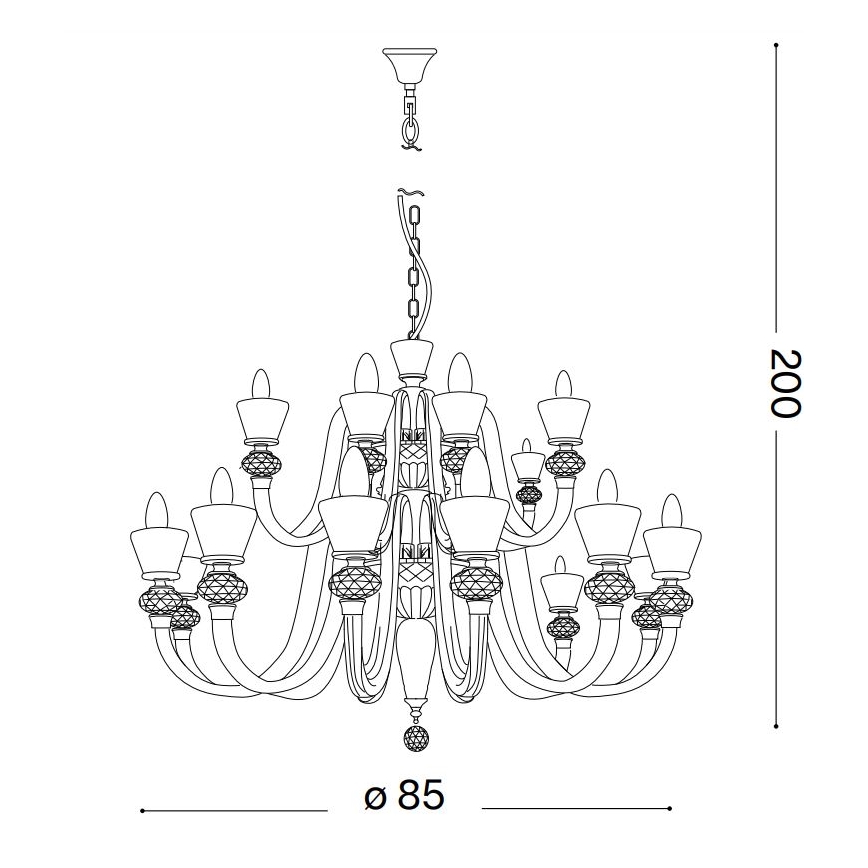 Ideal Lux - Ljuskrona i kristal med kedja STRAUSS 18xE14/40W/230V diameter 85 cm mässing