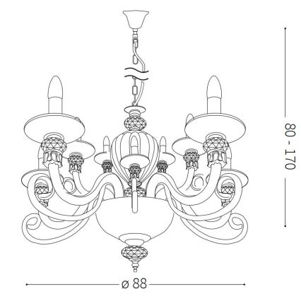 Ideal Lux - Ljuskrona med textilsladd BARONET 15xE14/40W/230V
