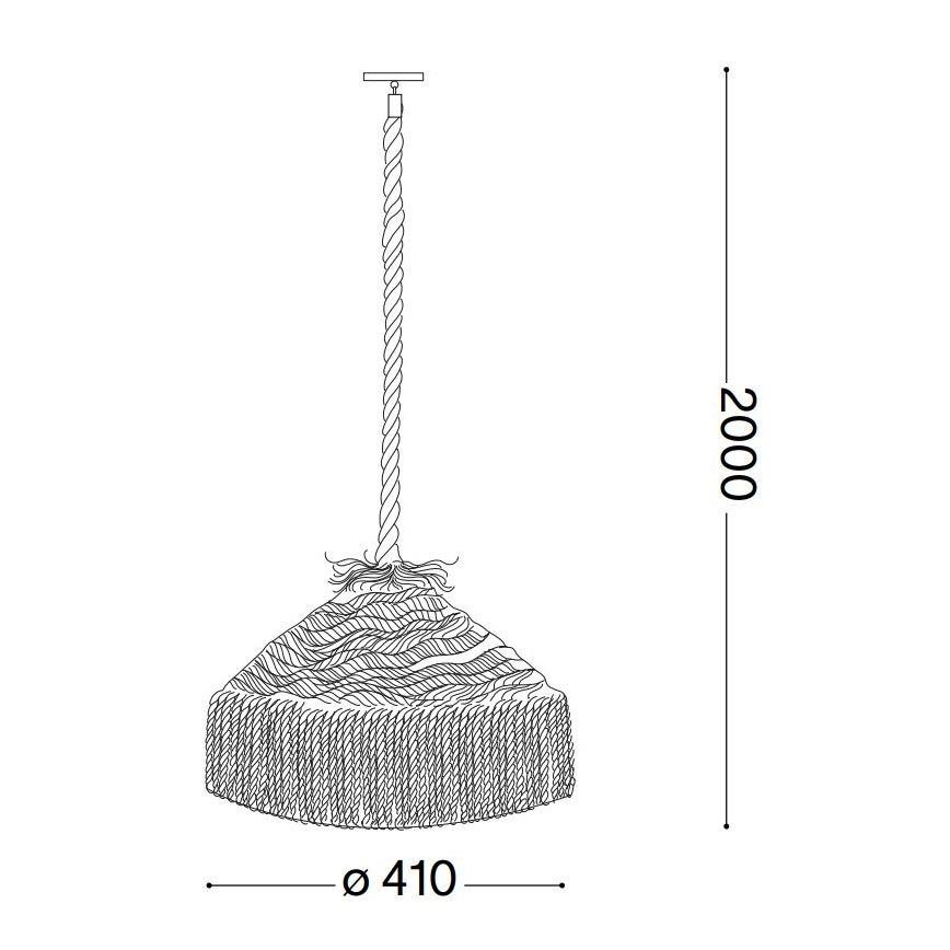 Ideal Lux - Ljuskrona med textilsladd CANAPA 1xE27/15W/230V diameter 41 cm brun