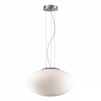 Ideal Lux - Ljuskrona med textilsladd CANDY 1xE27/42W/230V diameter 40 cm vit