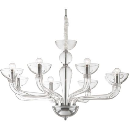 Ideal Lux – Ljuskrona med textilsladd CASANOVA 8×E14/40W/230V