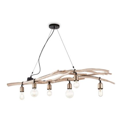 Ideal Lux - Ljuskrona med textilsladd DRIFTWOOD 6xE27/60W/230V guava