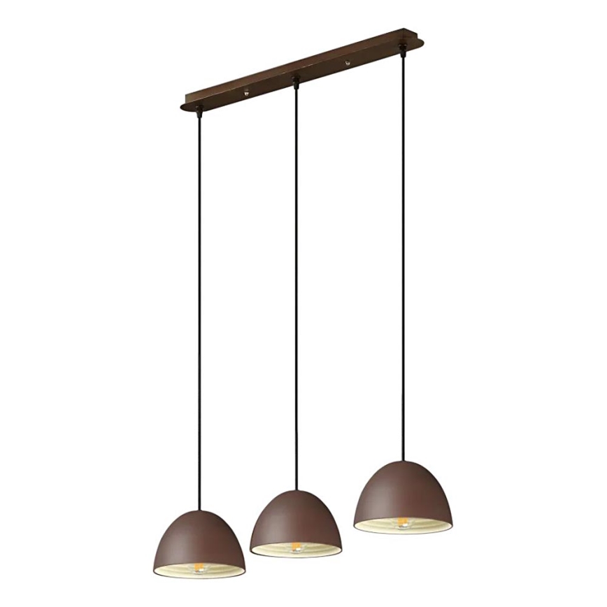 Ideal Lux - Ljuskrona med textilsladd FOLK 3xE27/60W/230V brun