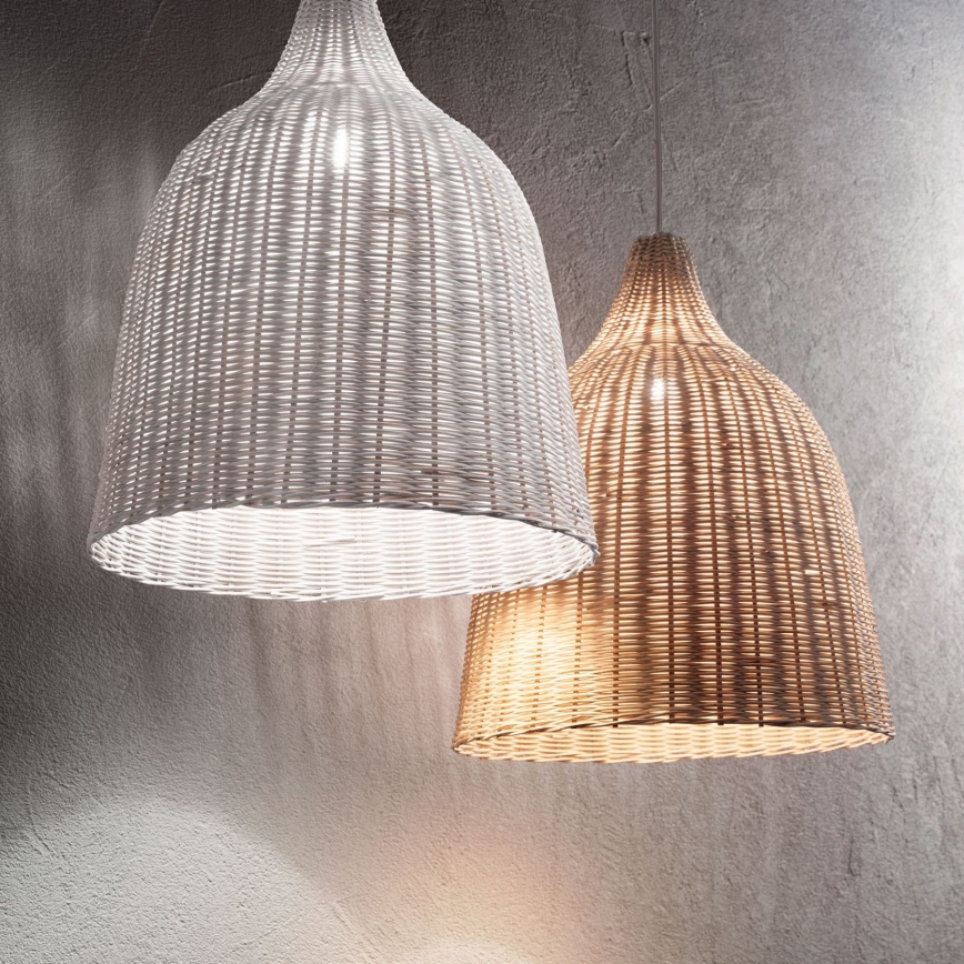 Ideal Lux - Ljuskrona med textilsladd HAUNT 1xE27/60W/230V diameter 35 cm beige