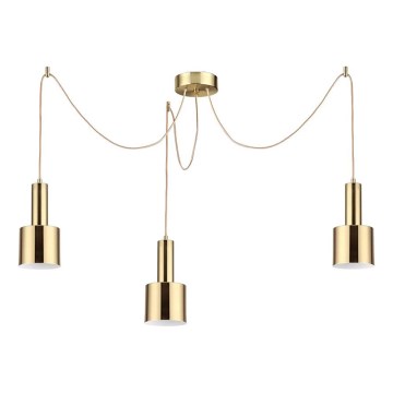 Ideal Lux - Ljuskrona med textilsladd HOLLY 3xE27/60W/230V spindel mässing