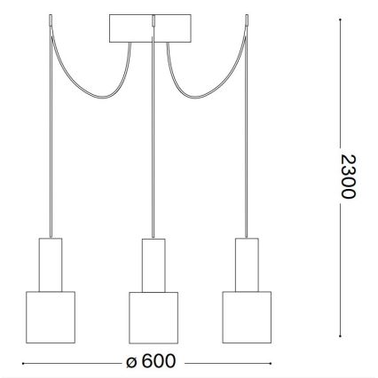 Ideal Lux - Ljuskrona med textilsladd HOLLY 3xE27/60W/230V spindel mässing