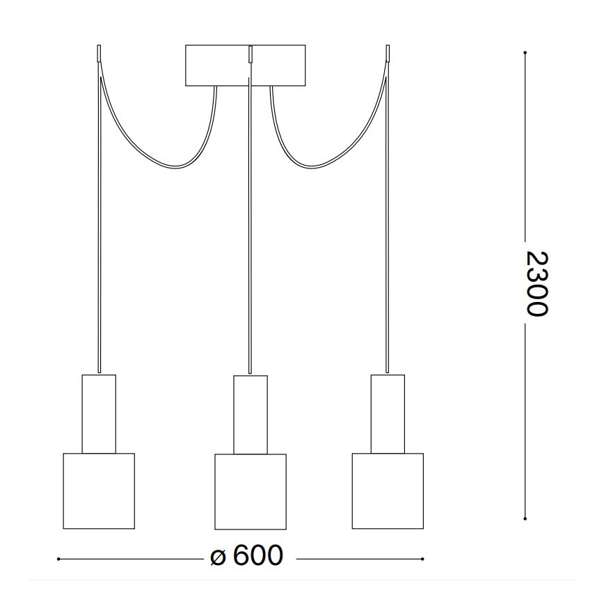 Ideal Lux - Ljuskrona med textilsladd HOLLY 3xE27/60W/230V spindel mässing