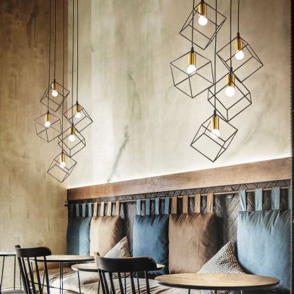 Ideal Lux - Ljuskrona med textilsladd ICE 5xE27/60W/230V diameter 50 cm svart