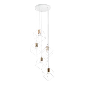 Ideal Lux - Ljuskrona med textilsladd ICE 5xE27/60W/230V diameter 50 cm vit