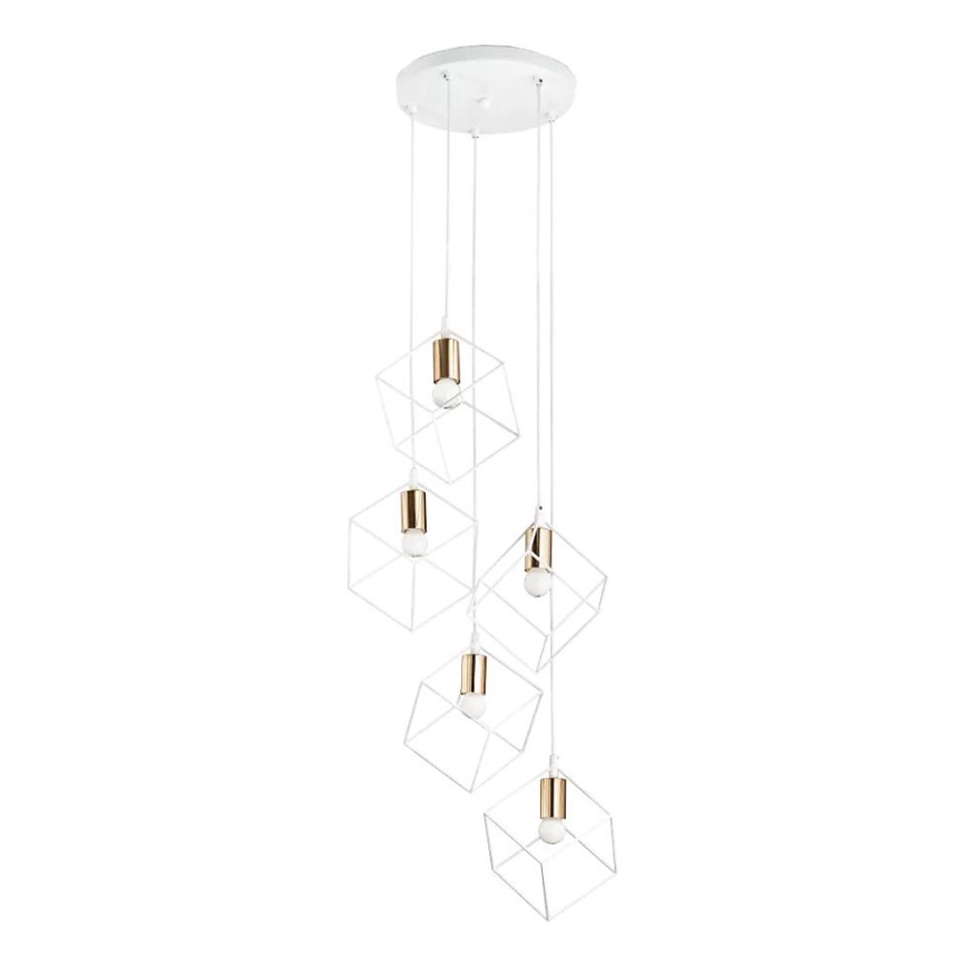 Ideal Lux - Ljuskrona med textilsladd ICE 5xE27/60W/230V diameter 50 cm vit