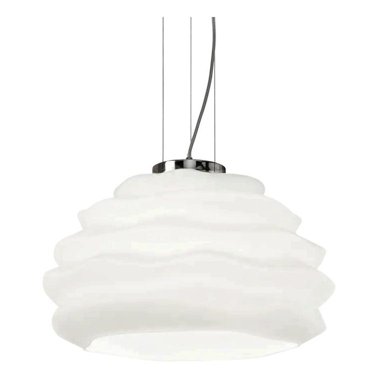 Ideal Lux - Ljuskrona med textilsladd KARMA 1xE27/60W/230V diameter 39 cm vit