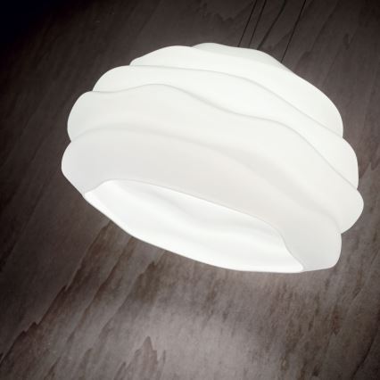 Ideal Lux - Ljuskrona med textilsladd KARMA 1xE27/60W/230V diameter 39 cm vit