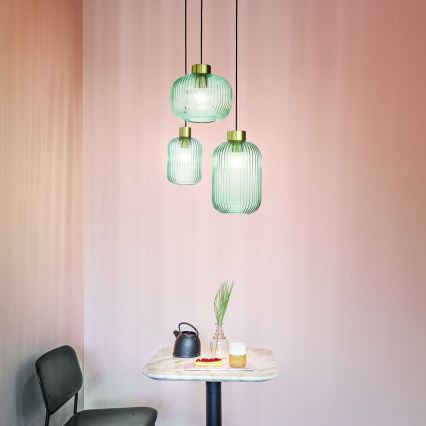 Ideal Lux - Ljuskrona med textilsladd MINT 1xE27/60W/230V diameter 20 cm grön