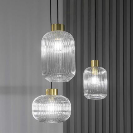 Ideal Lux - Ljuskrona med textilsladd MINT 1xE27/60W/230V diameter 24 cm genomskinlig