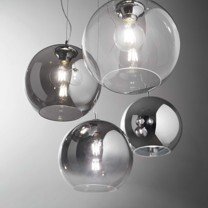 Ideal Lux - Ljuskrona med textilsladd NEMO 1xE27/42W/230V diameter 30 cm rökig