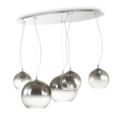 Ideal Lux - Ljuskrona med textilsladd NEMO PLUS 5xE27/42W/230V rökig