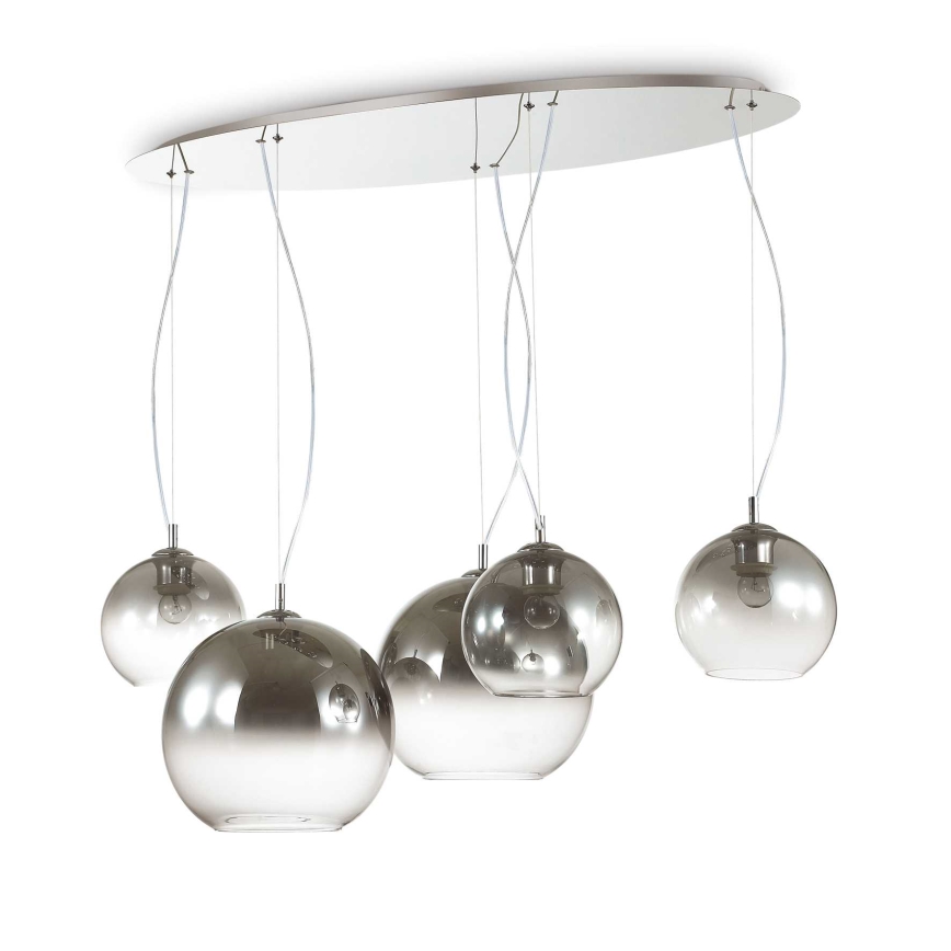 Ideal Lux - Ljuskrona med textilsladd NEMO PLUS 5xE27/42W/230V rökig