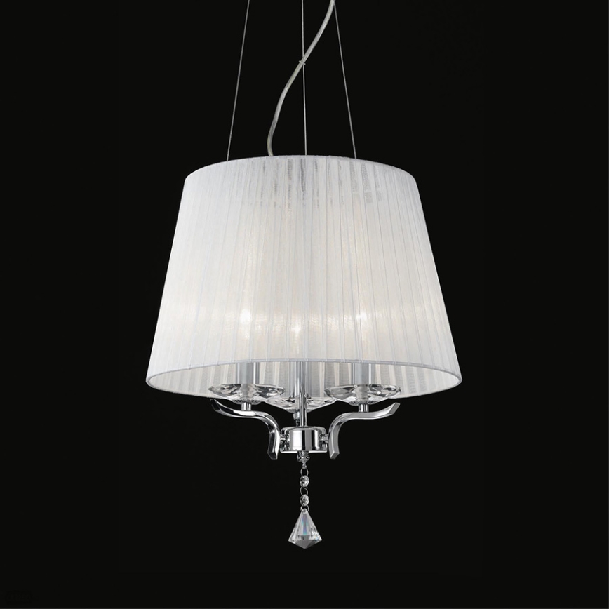 Ideal Lux - Kristallkrona med textilsladd PEGASO 3xE14/28W/230V diameter 40 cm skinande krom